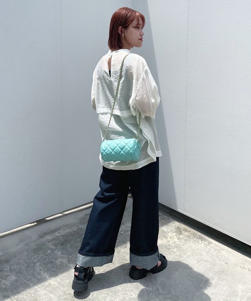 PAGEBOY（ページボーイ）の「シアーアレンジブラウス（シャツ/ブラウス・レディース・エメラルドブルー/ブラック/オフホワイト/グレイッシュベージュ・FREE）」の8枚目の写真