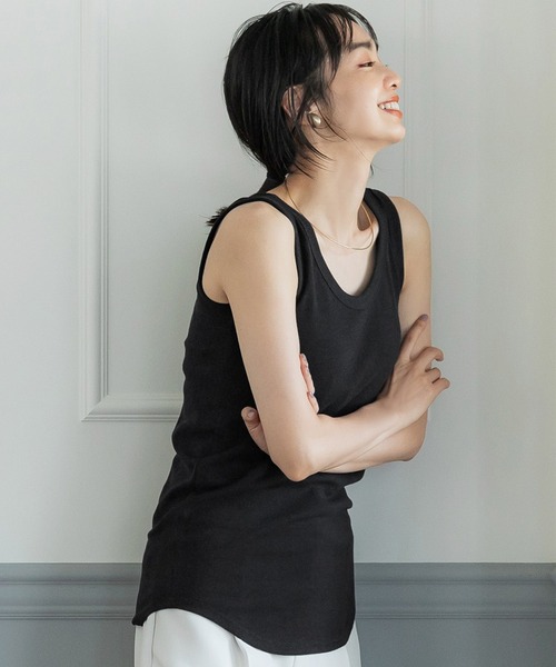 coca（coca）（コカ）の「パット付きタンクトップ（タンクトップ・レディース・ホワイト/ブラック/グリーン・S/M/L）」の2枚目の写真