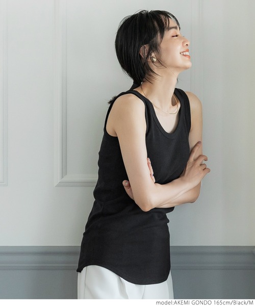 coca（coca）（コカ）の「パット付きタンクトップ（タンクトップ・レディース・ホワイト/ブラック/グリーン・S/M/L）」の8枚目の写真