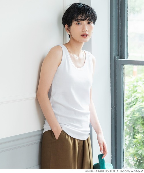 coca（coca）（コカ）の「パット付きタンクトップ（タンクトップ・レディース・ホワイト/ブラック/グリーン・S/M/L）」の7枚目の写真