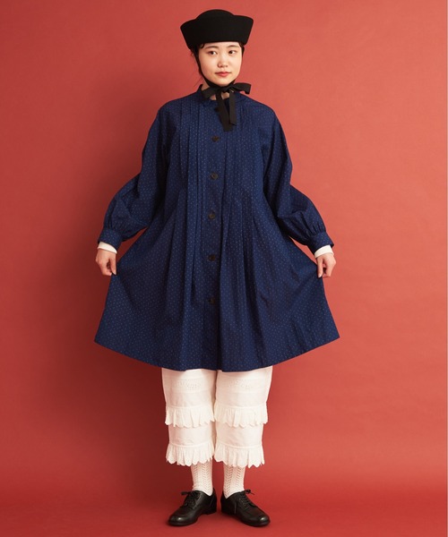 Malle(マル)の「malle ストライプ/ドット ピエロロングシャツ(シャツ/ブラウス・レディース・ブラウン/インディゴブルー・FREE)」の16枚目の写真