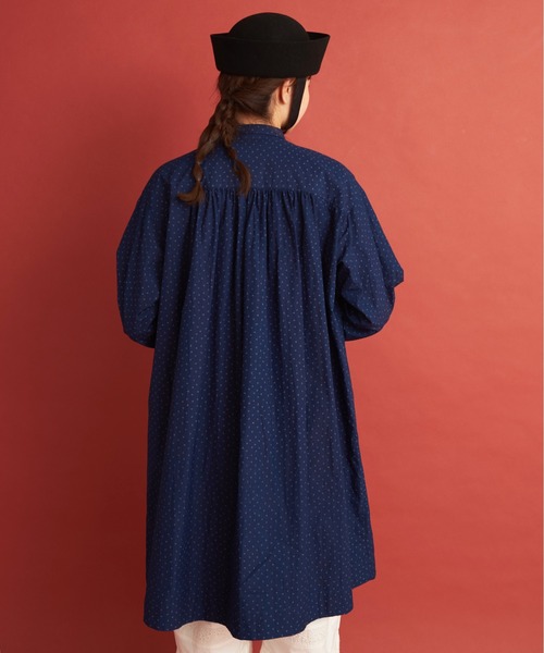 Malle(マル)の「malle ストライプ/ドット ピエロロングシャツ(シャツ/ブラウス・レディース・ブラウン/インディゴブルー・FREE)」の11枚目の写真