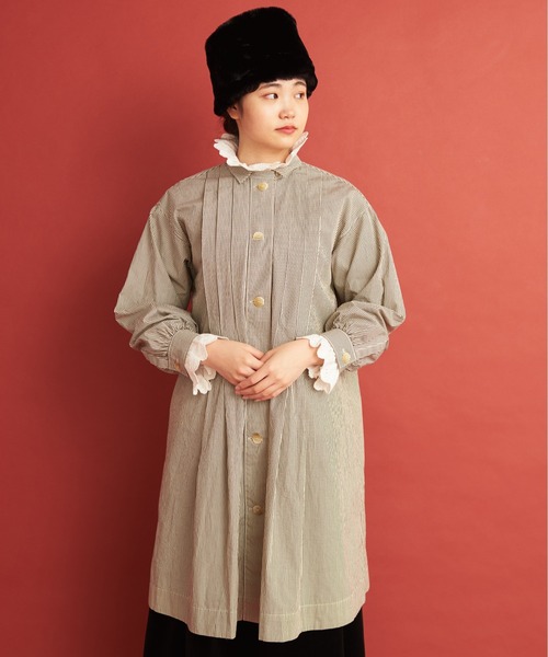 Malle(マル)の「malle ストライプ/ドット ピエロロングシャツ(シャツ/ブラウス・レディース・ブラウン/インディゴブルー・FREE)」の3枚目の写真