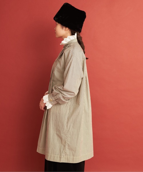 Malle(マル)の「malle ストライプ/ドット ピエロロングシャツ(シャツ/ブラウス・レディース・ブラウン/インディゴブルー・FREE)」の4枚目の写真