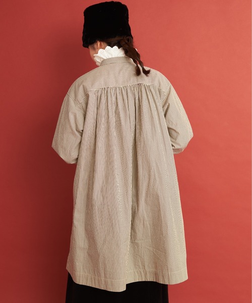 Malle(マル)の「malle ストライプ/ドット ピエロロングシャツ(シャツ/ブラウス・レディース・ブラウン/インディゴブルー・FREE)」の5枚目の写真