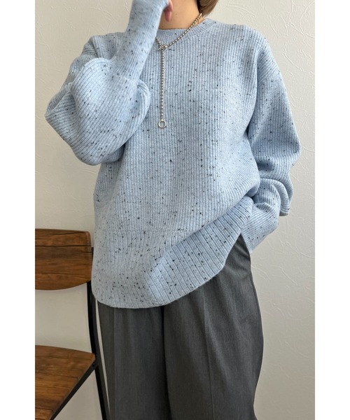 palm RICHE(ポームリシュ)の「バックボタンネップニット(ニット/セーター・レディース・サックスブルー/アイボリー/ブラック・M)」の3枚目の写真
