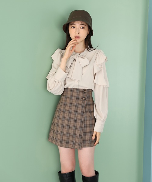 one after another NICE CLAUP(ワンアフターアナザーナイスクラップ)の「セッアップジャケットあり/スタイルアップミニスカパン(その他パンツ・レディース・ブラック/ブラウン/グレー系その他/ブラウン系その他・FREE)」の9枚目の写真