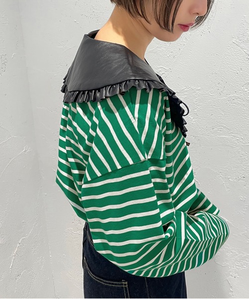 apres jour mignon（アプレジュールミニョン）の「フェイクレザーフリル付け襟【ZOZOTOWN限定アイテム】（付け襟・レディース・ブラック・フリー）」の3枚目の写真