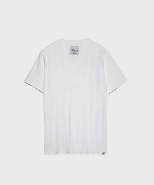 VANQUISH(ヴァンキッシュ)の「VANQUISH / ヴァンキッシュ ジャパンメイド テレコ Vネック 半袖Tシャツ(Tシャツ/カットソー・メンズ・ブラック/ホワイト・L/M)」の8枚目の写真