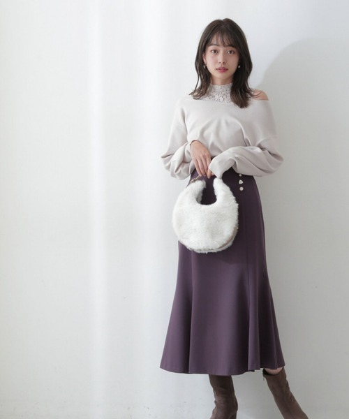 PROPORTION BODY DRESSING(プロポーションボディドレッシング)の「レースドッキングニット/1212270505(ニット/セーター・レディース・ブラウン/グレー/グレー系その他・FREE)」の5枚目の写真