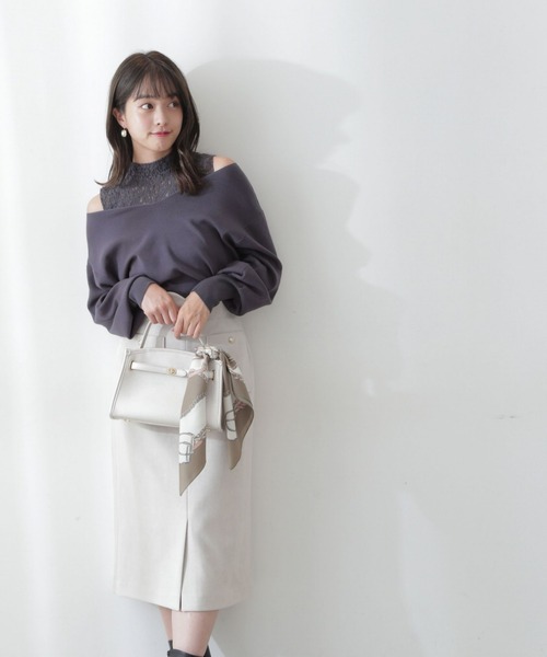 PROPORTION BODY DRESSING(プロポーションボディドレッシング)の「レースドッキングニット/1212270505(ニット/セーター・レディース・ブラウン/グレー/グレー系その他・FREE)」の10枚目の写真