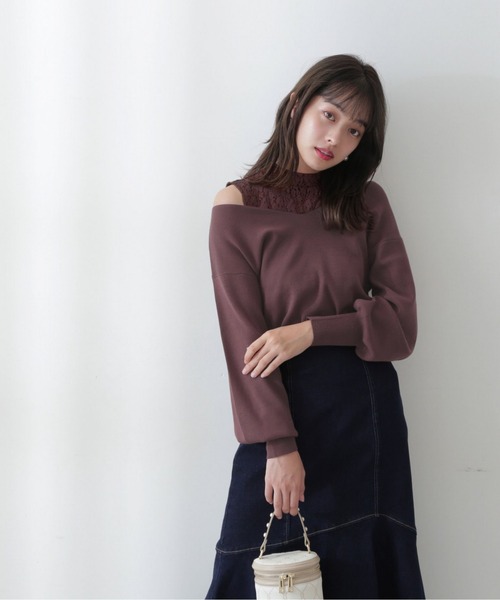 PROPORTION BODY DRESSING(プロポーションボディドレッシング)の「レースドッキングニット/1212270505(ニット/セーター・レディース・ブラウン/グレー/グレー系その他・FREE)」の11枚目の写真