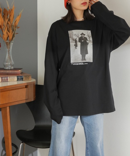 ROSE BUD(ローズバッド)の「フォトプリントロンTee(Tシャツ/カットソー・レディース・オレンジ/ホワイト/ブラック・FREE)」の3枚目の写真