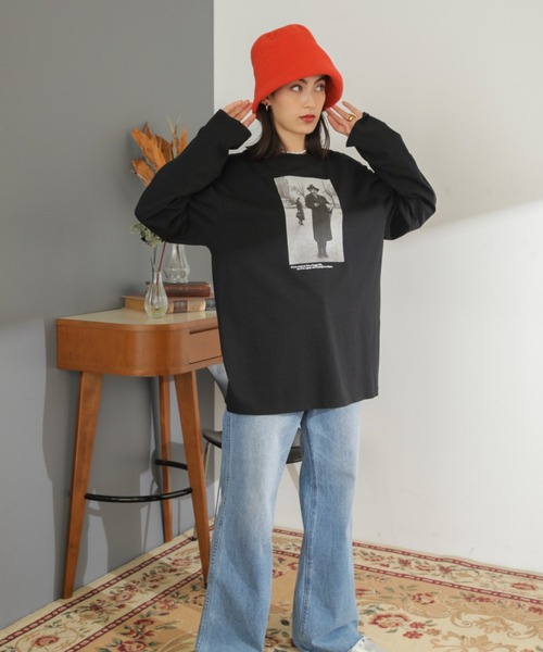 ROSE BUD(ローズバッド)の「フォトプリントロンTee(Tシャツ/カットソー・レディース・オレンジ/ホワイト/ブラック・FREE)」の6枚目の写真