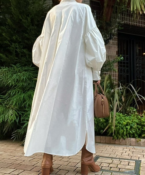 INTER FACTORY（インターファクトリー）の「ファッションインフルエンサー MAIKO - ランタンスリーブシャツワンピース（シャツワンピース・レディース・チャコール/ホワイト・SMALL/MEDIUM）」の6枚目の写真