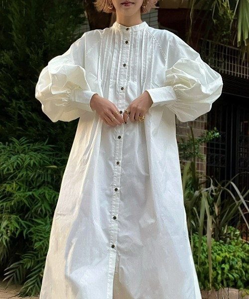 INTER FACTORY（インターファクトリー）の「ファッションインフルエンサー MAIKO - ランタンスリーブシャツワンピース（シャツワンピース・レディース・チャコール/ホワイト・SMALL/MEDIUM）」の9枚目の写真