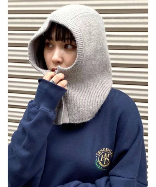 EMODA（エモダ）の「ニットフードウォーマー（ニットキャップ/ビーニー・レディース・ブラック/グレー・FREE）」の9枚目の写真