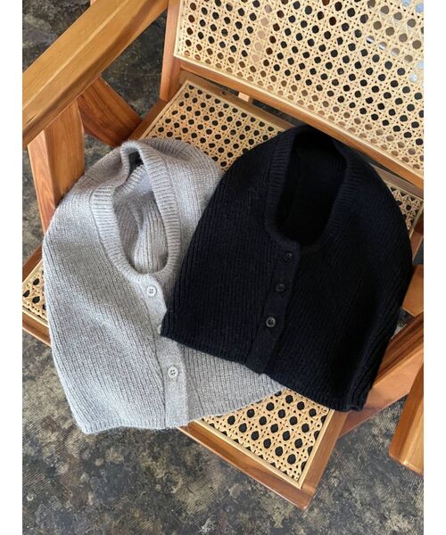 EMODA（エモダ）の「ニットフードウォーマー（ニットキャップ/ビーニー・レディース・ブラック/グレー・FREE）」の15枚目の写真