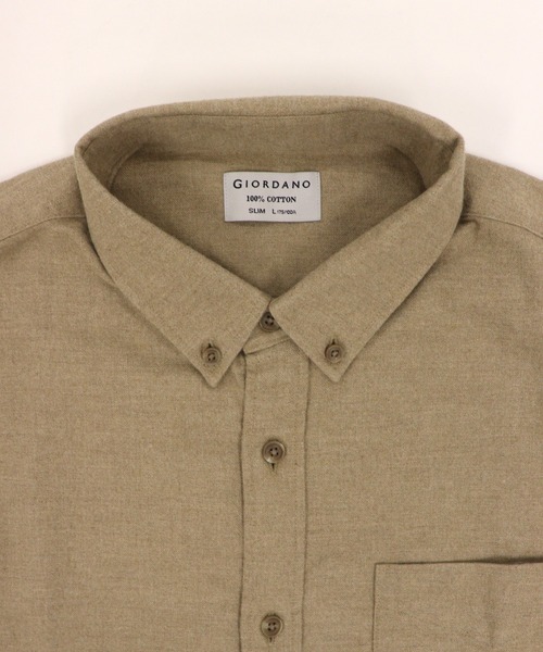 GIORDANO（ジョルダーノ）の「[ GIORDANO ]ヘビーオンスフランネルシャツ (ユニセックス)（シャツ/ブラウス・メンズ・カーキ/グリーン・MEDIUM/LARGE/X-LARGE）」の7枚目の写真