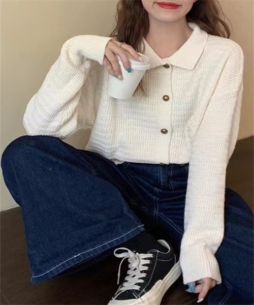 FREE STYLISTS(フリー スタイリスト)の「襟付けニットカーディガン(カーディガン/ボレロ・レディース・キャメル/ベージュ/ネイビー・FREE)」の18枚目の写真