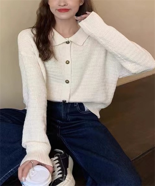 FREE STYLISTS(フリー スタイリスト)の「襟付けニットカーディガン(カーディガン/ボレロ・レディース・キャメル/ベージュ/ネイビー・FREE)」の19枚目の写真