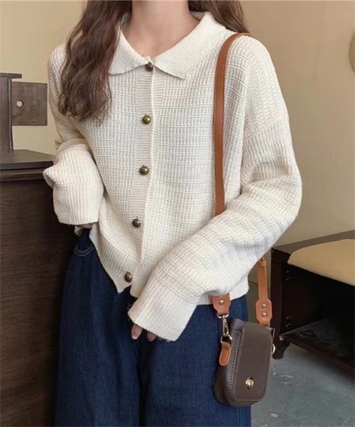 FREE STYLISTS(フリー スタイリスト)の「襟付けニットカーディガン(カーディガン/ボレロ・レディース・キャメル/ベージュ/ネイビー・FREE)」の11枚目の写真
