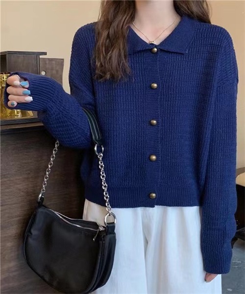 FREE STYLISTS(フリー スタイリスト)の「襟付けニットカーディガン(カーディガン/ボレロ・レディース・キャメル/ベージュ/ネイビー・FREE)」の21枚目の写真
