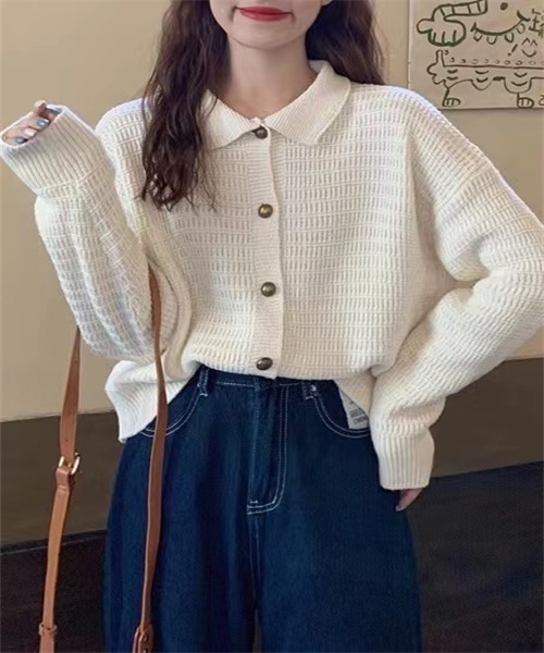 FREE STYLISTS(フリー スタイリスト)の「襟付けニットカーディガン(カーディガン/ボレロ・レディース・キャメル/ベージュ/ネイビー・FREE)」の15枚目の写真