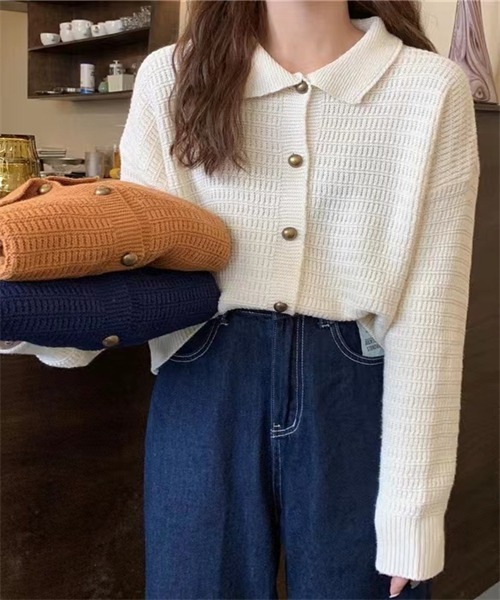 FREE STYLISTS(フリー スタイリスト)の「襟付けニットカーディガン(カーディガン/ボレロ・レディース・キャメル/ベージュ/ネイビー・FREE)」の16枚目の写真