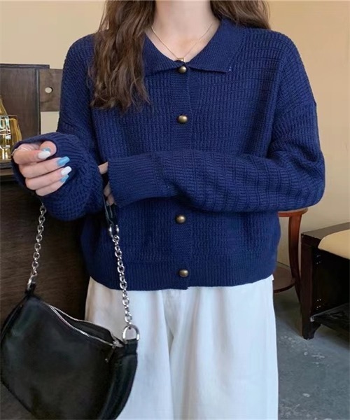 FREE STYLISTS(フリー スタイリスト)の「襟付けニットカーディガン(カーディガン/ボレロ・レディース・キャメル/ベージュ/ネイビー・FREE)」の22枚目の写真