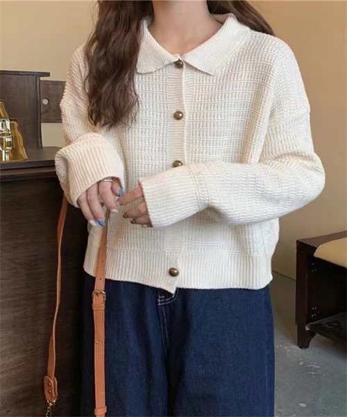 FREE STYLISTS(フリー スタイリスト)の「襟付けニットカーディガン(カーディガン/ボレロ・レディース・キャメル/ベージュ/ネイビー・FREE)」の9枚目の写真