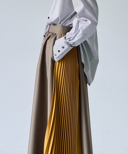 casane（カサネ）の「2WAYアシメプリーツジャンスカ（スカート・レディース・グレー/ブラウン・2/1）」の8枚目の写真