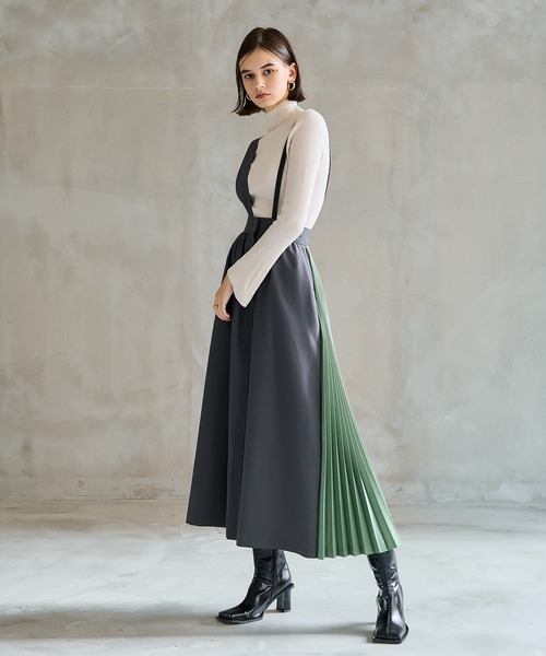 casane（カサネ）の「2WAYアシメプリーツジャンスカ（スカート・レディース・グレー/ブラウン・2/1）」の10枚目の写真