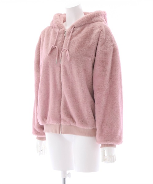 clear（クリア）の「ショート丈ファーブルゾン（ブルゾン・レディース・ブラック/アイボリー/ピンク・F）」の4枚目の写真