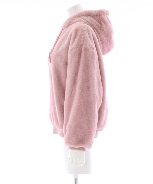 clear（クリア）の「ショート丈ファーブルゾン（ブルゾン・レディース・ブラック/アイボリー/ピンク・F）」の5枚目の写真