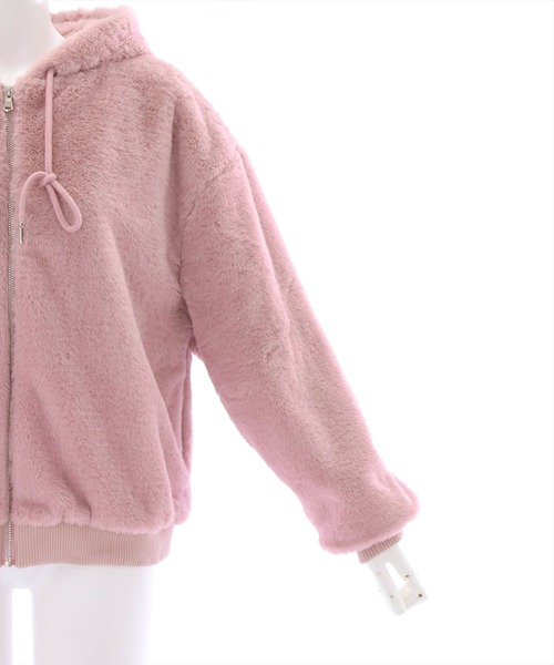 clear（クリア）の「ショート丈ファーブルゾン（ブルゾン・レディース・ブラック/アイボリー/ピンク・F）」の9枚目の写真