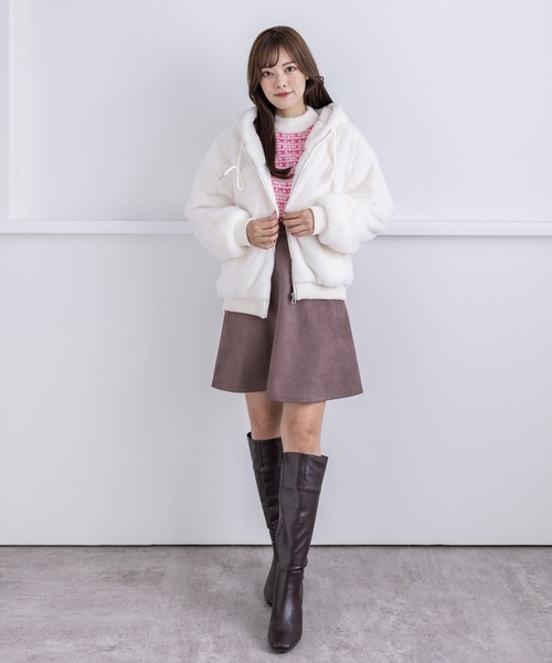 clear（クリア）の「ショート丈ファーブルゾン（ブルゾン・レディース・ブラック/アイボリー/ピンク・F）」の15枚目の写真