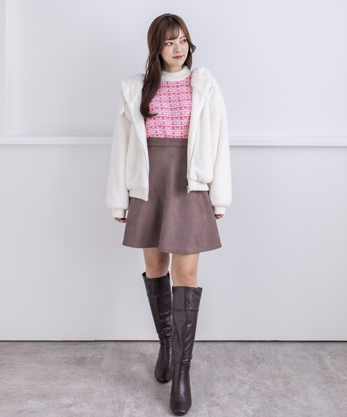 clear（クリア）の「ショート丈ファーブルゾン（ブルゾン・レディース・ブラック/アイボリー/ピンク・F）」の16枚目の写真