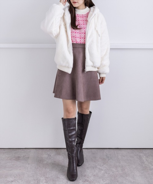 clear（クリア）の「ショート丈ファーブルゾン（ブルゾン・レディース・ブラック/アイボリー/ピンク・F）」の20枚目の写真