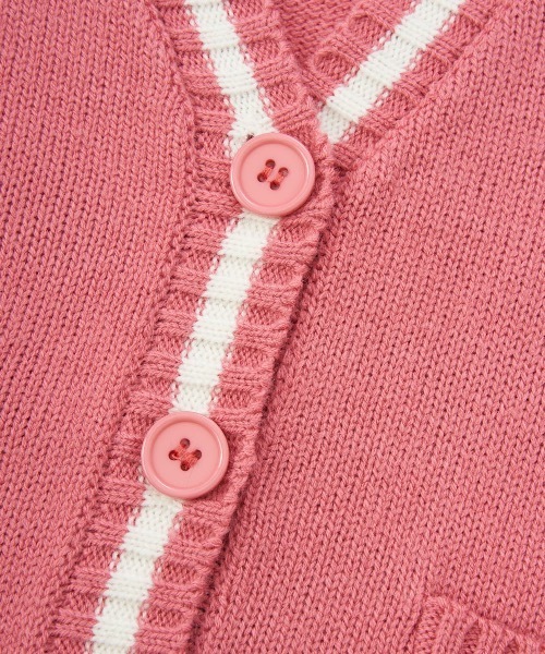 repipi armario（レピピ アルマリオ）の「【repipi armario / レピピアルマリオ】キッズルーズカラーカーディガン　ニット　セーター　Vネック（ニット/セーター・キッズ・グリーン/ネイビー/ピンク/オフホワイト・170/160/150/140）」の6枚目の写真