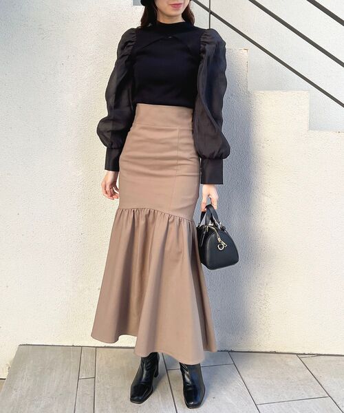 MAJESTIC LEGON(マジェスティックレゴン)の「ギャザーマーメイドスカート(スカート・レディース・ブラック/アイボリー/モカ・SMALL/MEDIUM)」の16枚目の写真