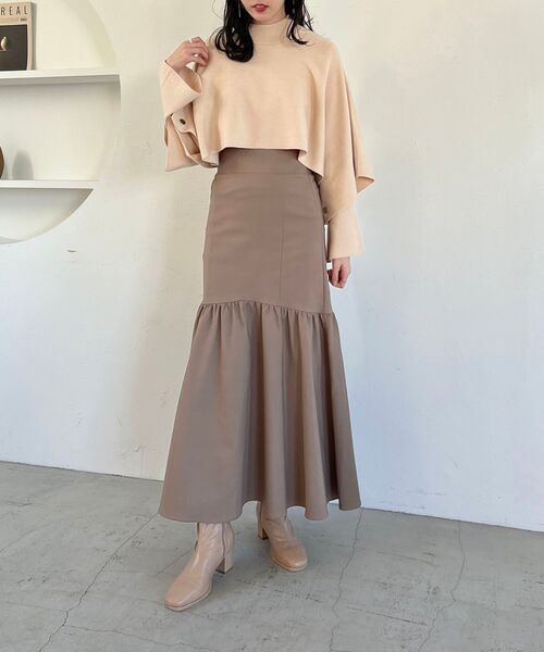 MAJESTIC LEGON(マジェスティックレゴン)の「ギャザーマーメイドスカート(スカート・レディース・ブラック/アイボリー/モカ・SMALL/MEDIUM)」の8枚目の写真