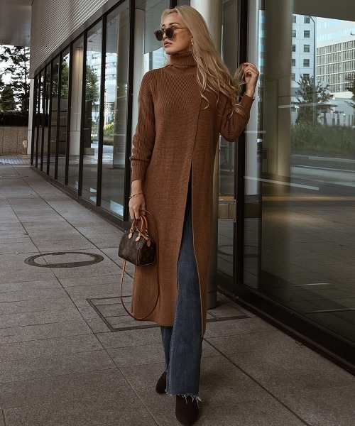 デザインロングハイネックニット（ニット/セーター）｜esutoreja（エストレジャ）