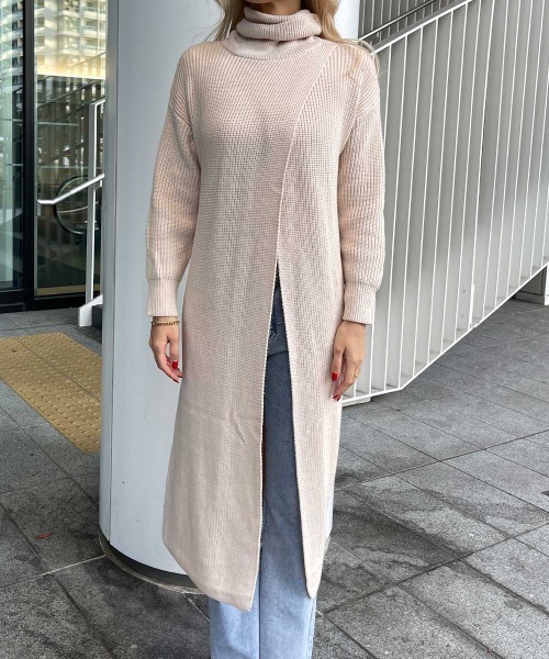 esutoreja（エストレジャ）の「デザインロングハイネックニット（ニット/セーター・レディース・ブラック/ブラウン/ベージュ・FREE）」の13枚目の写真