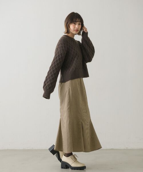 RETRO GIRL（レトロガール）の「ケーブルニットPO（ニット/セーター・レディース・ダークブラウン/オフホワイト/ブルー/ライトベージュ・FREE）」の17枚目の写真