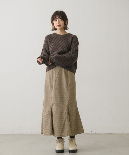 RETRO GIRL（レトロガール）の「ケーブルニットPO（ニット/セーター・レディース・ダークブラウン/オフホワイト/ブルー/ライトベージュ・FREE）」の21枚目の写真