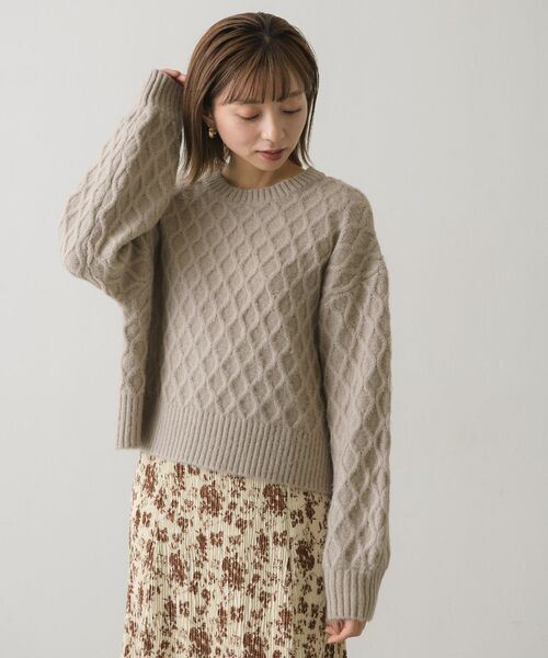 RETRO GIRL（レトロガール）の「ケーブルニットPO（ニット/セーター・レディース・ダークブラウン/オフホワイト/ブルー/ライトベージュ・FREE）」の22枚目の写真