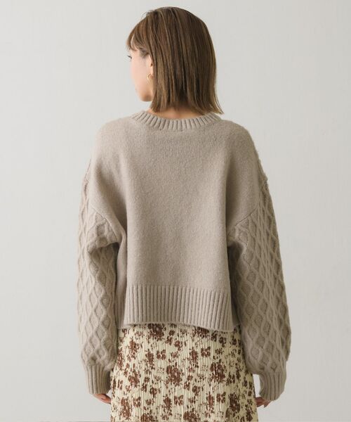RETRO GIRL（レトロガール）の「ケーブルニットPO（ニット/セーター・レディース・ダークブラウン/オフホワイト/ブルー/ライトベージュ・FREE）」の15枚目の写真