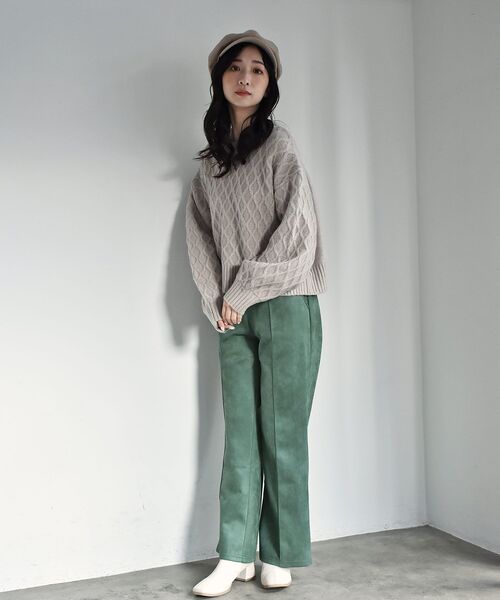 RETRO GIRL（レトロガール）の「ケーブルニットPO（ニット/セーター・レディース・ダークブラウン/オフホワイト/ブルー/ライトベージュ・FREE）」の12枚目の写真