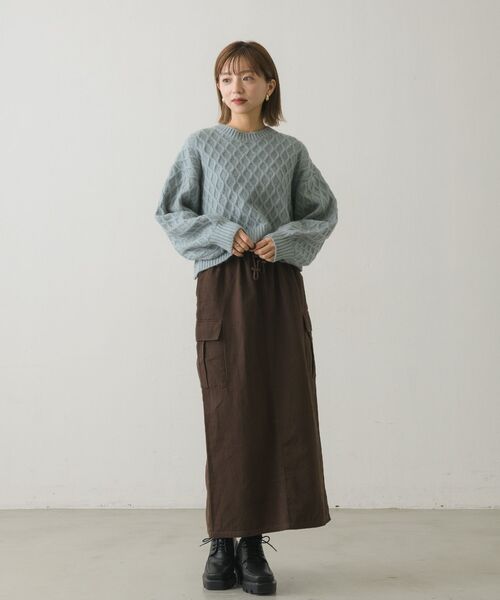 RETRO GIRL（レトロガール）の「ケーブルニットPO（ニット/セーター・レディース・ダークブラウン/オフホワイト/ブルー/ライトベージュ・FREE）」の19枚目の写真